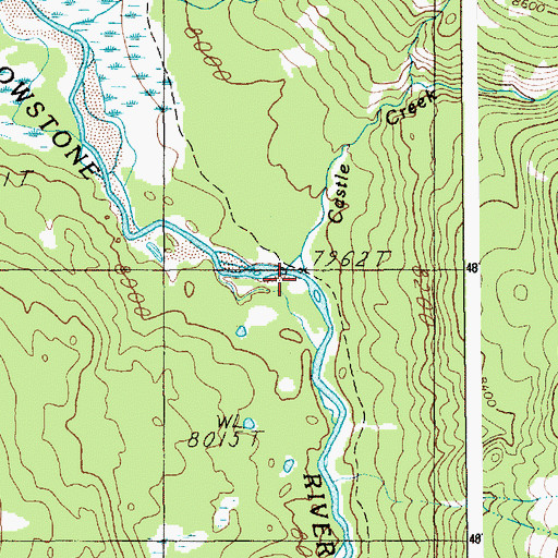 Topographic Map of Castle Creek, WY