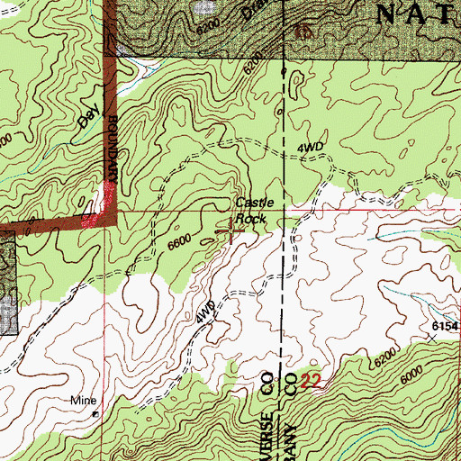 Topographic Map of Castle Rock, WY
