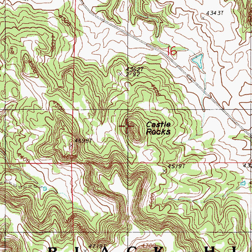 Topographic Map of Castle Rocks, WY