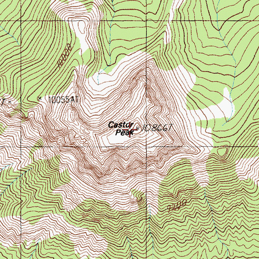 Topographic Map of Castor Peak, WY