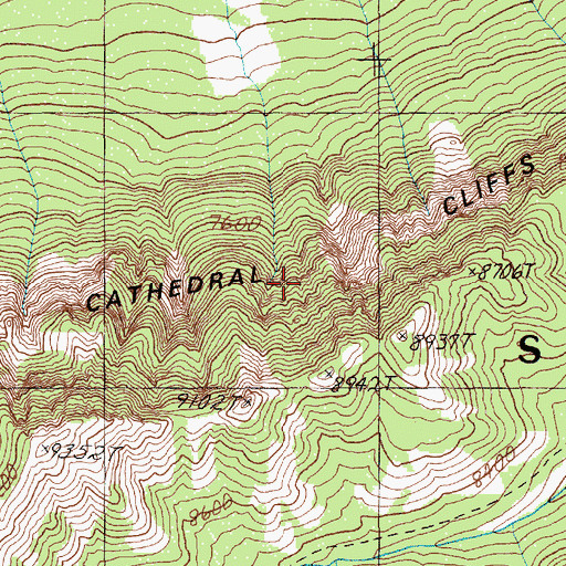 Topographic Map of Cathedral Cliffs, WY