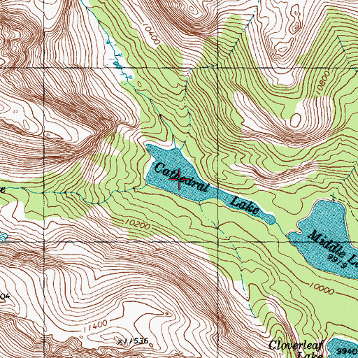 Topographic Map of Cathedral Lake, WY