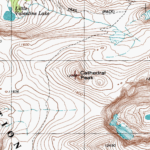 Topographic Map of Cathedral Peak, WY
