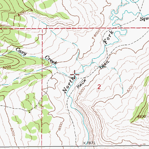 Topographic Map of Cavy Creek, WY