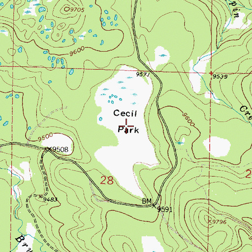 Topographic Map of Cecil Park, WY
