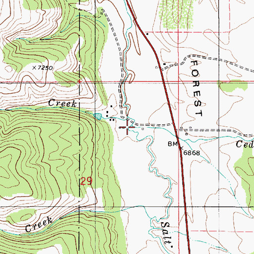 Topographic Map of Cedar Creek, WY