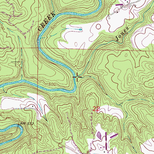 Topographic Map of Jones Branch, AL