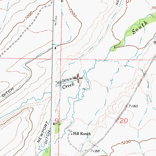 Topographic Map of Centennial Creek, WY