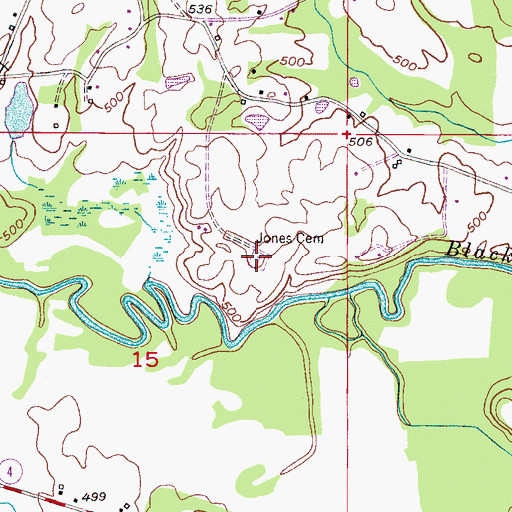 Topographic Map of Jones Cemetery, AL