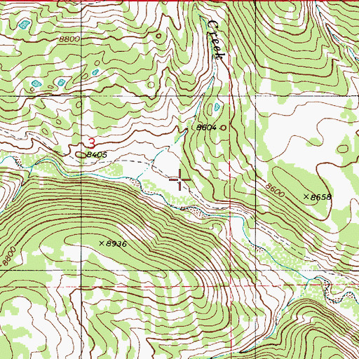 Topographic Map of Chair Creek, WY