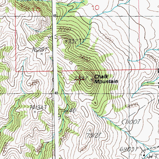 Topographic Map of Chalk Mountain, WY
