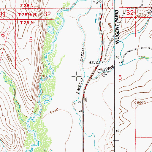 Topographic Map of Chappel Creek, WY