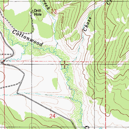 Topographic Map of Chase Creek, WY
