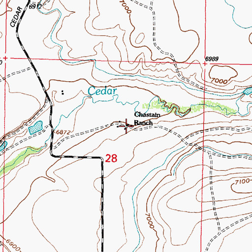 Topographic Map of Chastain Ranch, WY