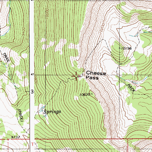 Topographic Map of Cheese Pass, WY