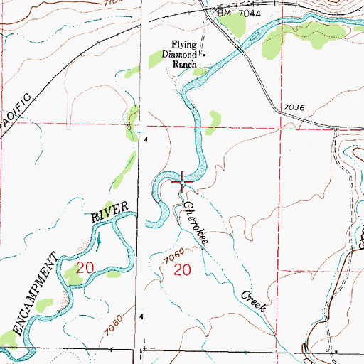 Topographic Map of Cherokee Creek, WY