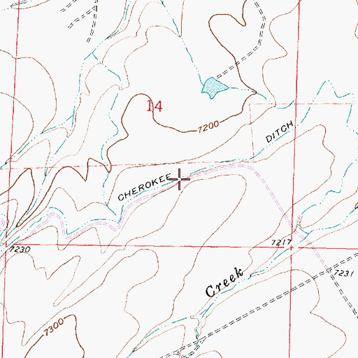 Topographic Map of Cherokee Ditch, WY