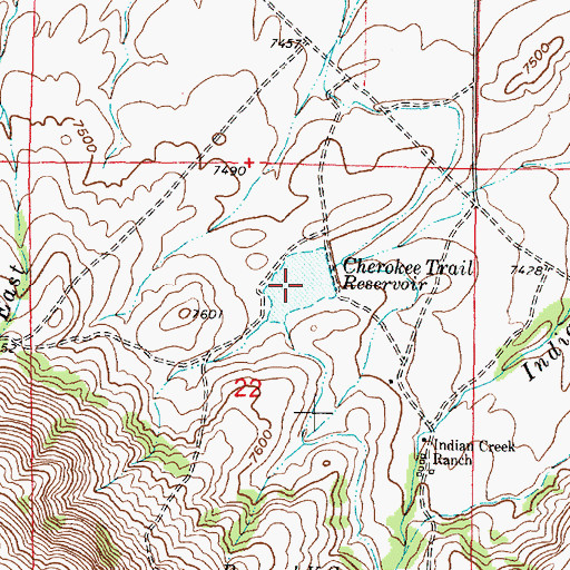 Topographic Map of Cherokee Trail Reservoir, WY