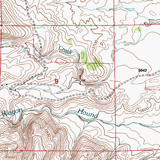 Topographic Map of Cherry Creek, WY