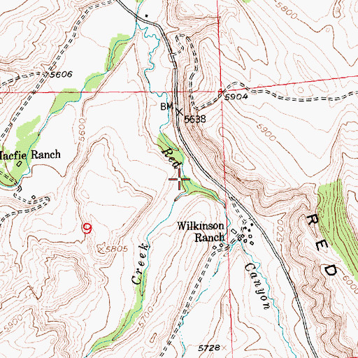 Topographic Map of Cherry Creek, WY