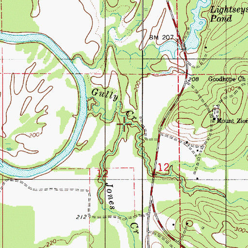 Topographic Map of Jones Creek, AL