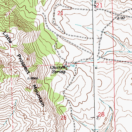 Topographic Map of Chicken Spring, WY