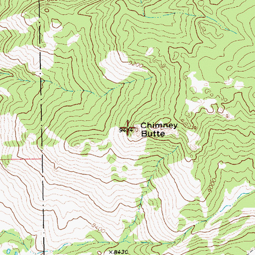 Topographic Map of Chimney Butte, WY