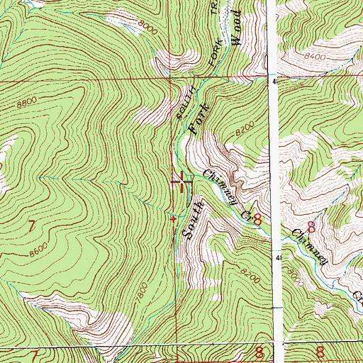 Topographic Map of Chimney Creek, WY