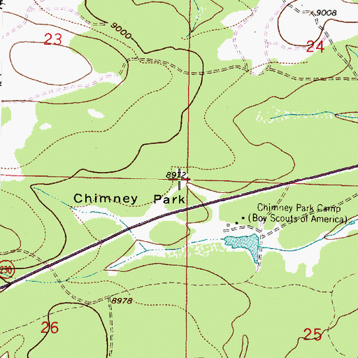 Topographic Map of Chimney Park, WY