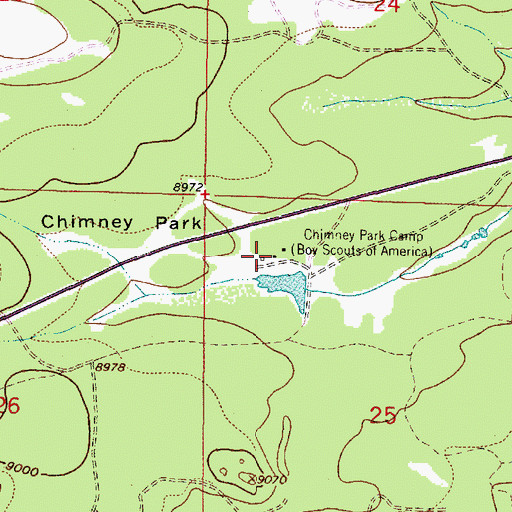 Topographic Map of Chimney Park Camp, WY