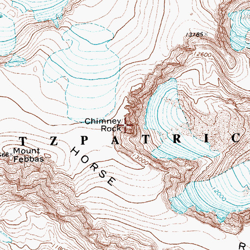 Topographic Map of Chimney Rock, WY