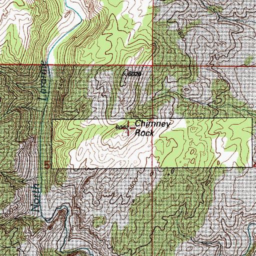 Topographic Map of Chimney Rock, WY