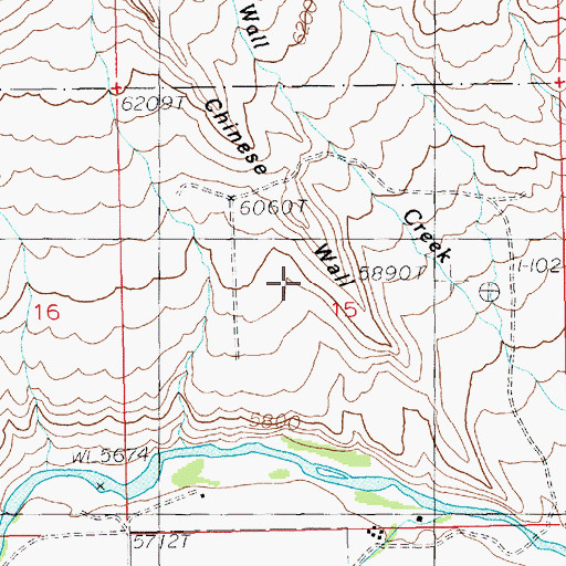 Topographic Map of Chinese Wall, WY