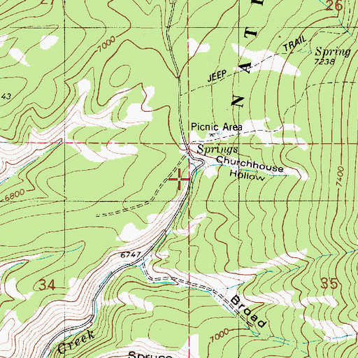 Topographic Map of Churchhouse Hollow, WY