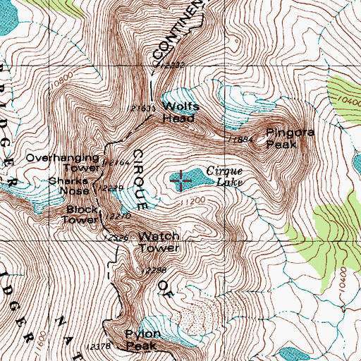 Topographic Map of Cirque Lake, WY