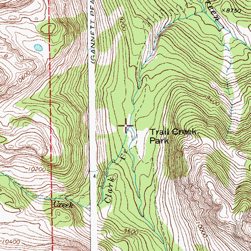 Topographic Map of Clark Creek, WY