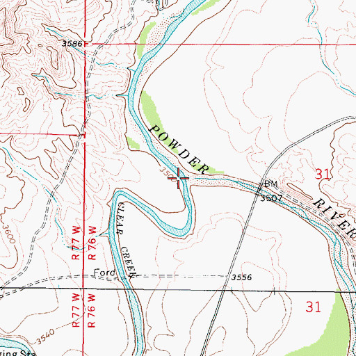 Topographic Map of Clear Creek, WY