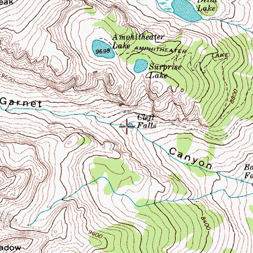 Topographic Map of Cleft Falls, WY