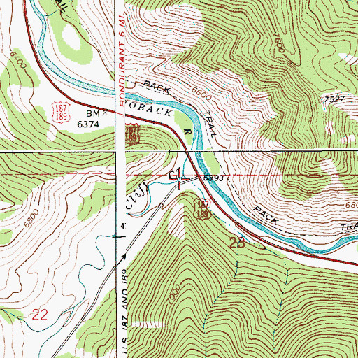 Topographic Map of Cliff Creek, WY