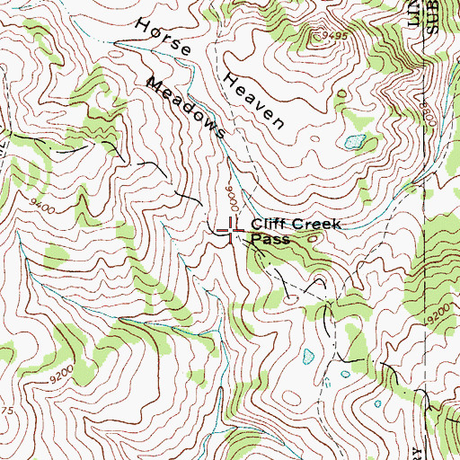 Topographic Map of Cliff Creek Pass, WY