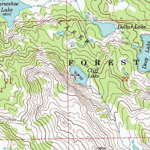 Topographic Map of Cliff Lake, WY
