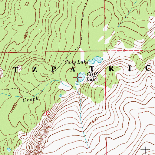Topographic Map of Cliff Lake, WY