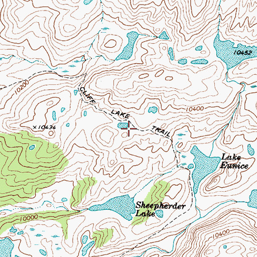 Topographic Map of Cliff Lake Trail, WY