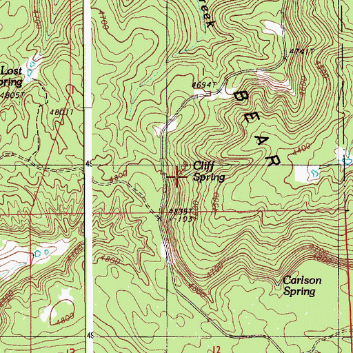 Topographic Map of Cliff Spring, WY