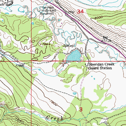 Topographic Map of Clint Creek, WY