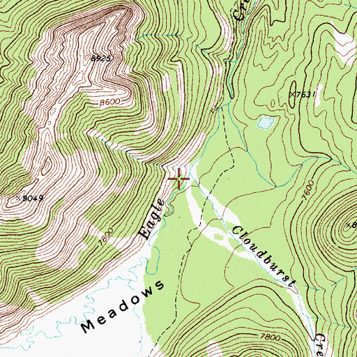 Topographic Map of Cloudburst Creek, WY