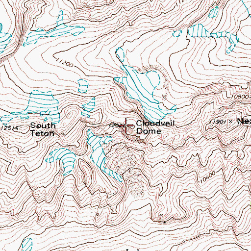 Topographic Map of Cloudveil Dome, WY
