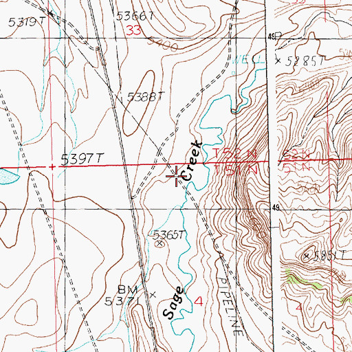 Topographic Map of Coal Creek, WY
