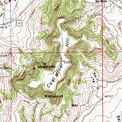 Topographic Map of Coal Mine Hill, WY