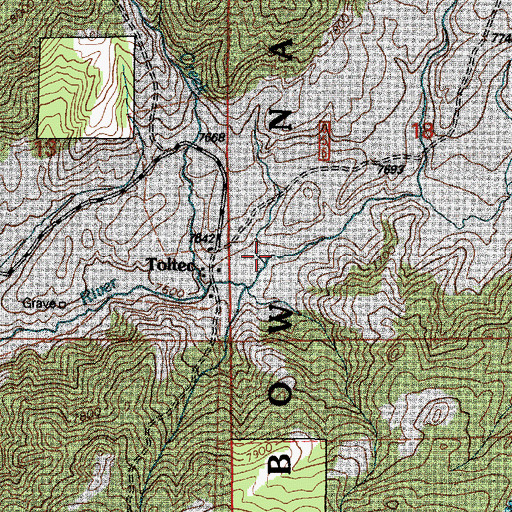 Topographic Map of Cold Creek, WY